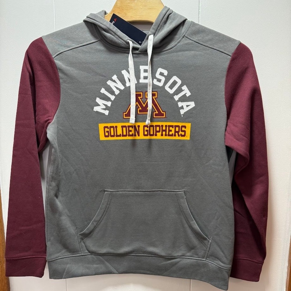 Fanatics Minnesota Golden Gophers Hoodie Mens XL Gray Burgundy NEW WITH TAGS‎